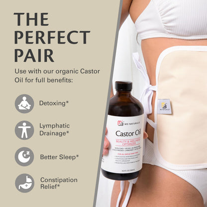 Castor Oil Wrap - Organic Cotton Detox & Wellness Pack, Reusable & Adjustable (Beige)