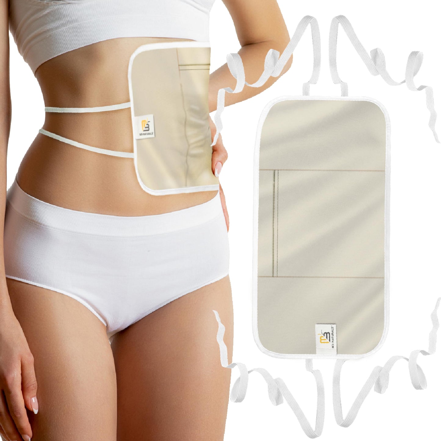 Castor Oil Wrap - Organic Cotton Detox & Wellness Pack, Reusable & Adjustable (Beige)
