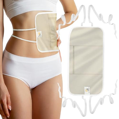 Castor Oil Wrap - Organic Cotton Detox & Wellness Pack, Reusable & Adjustable (Beige)