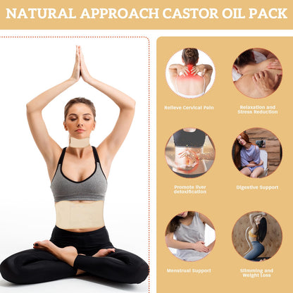 4 PCs Castor Oil Wrap Kit – Reusable Castor Oil Packs, Organic German Cotton