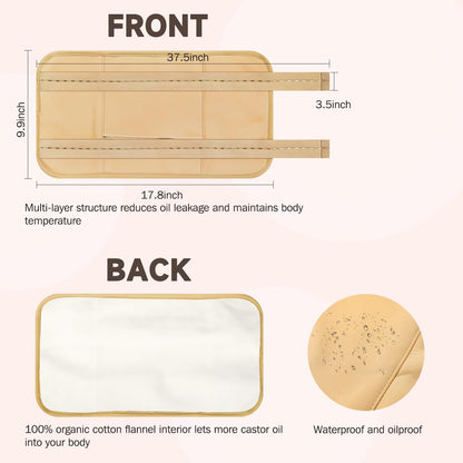 3Pcs Castor Oil Pack Wrap – Reusable Organic Pack for Liver Detox, Insomnia, Constipation & Inflammation | Adjustable Elastic Straps