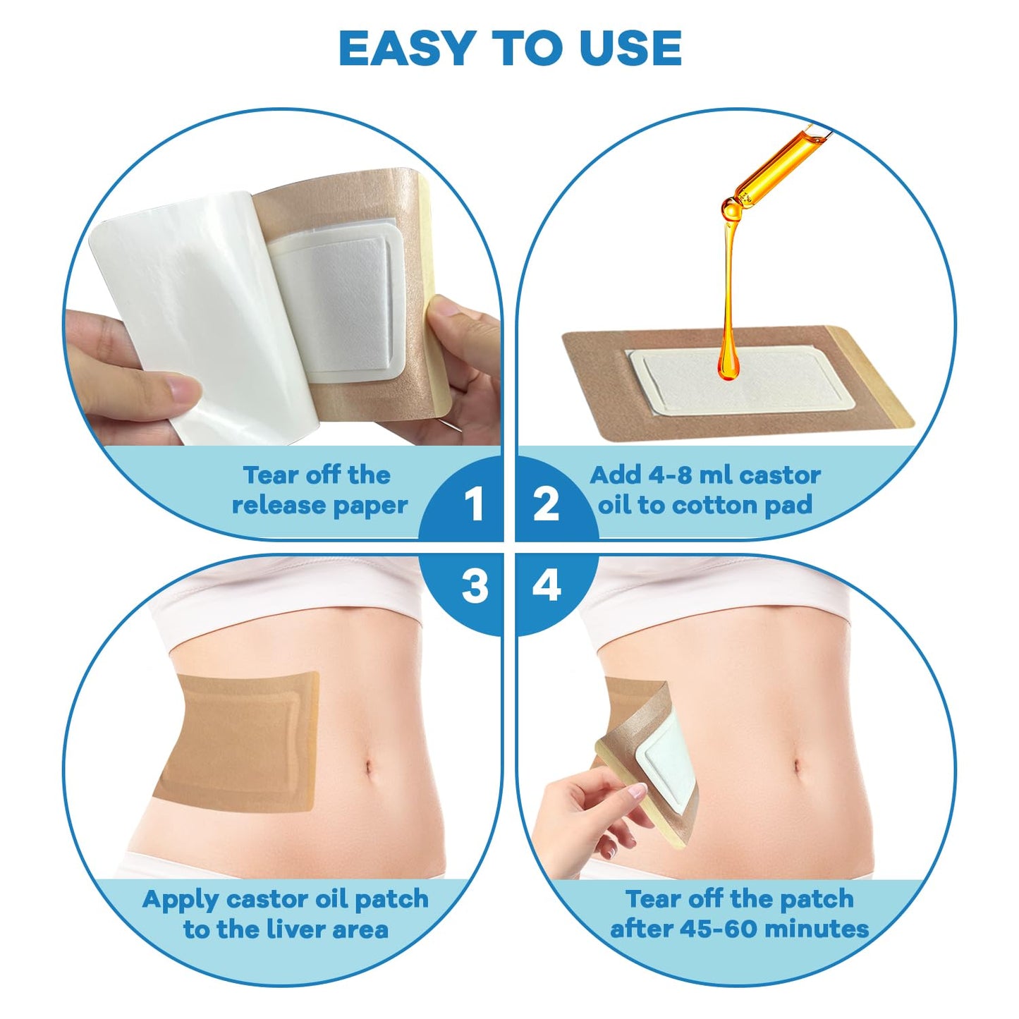15 Pcs Castor Oil Pack Wraps – Disposable Anti-Leak Patches 11x6.3 in