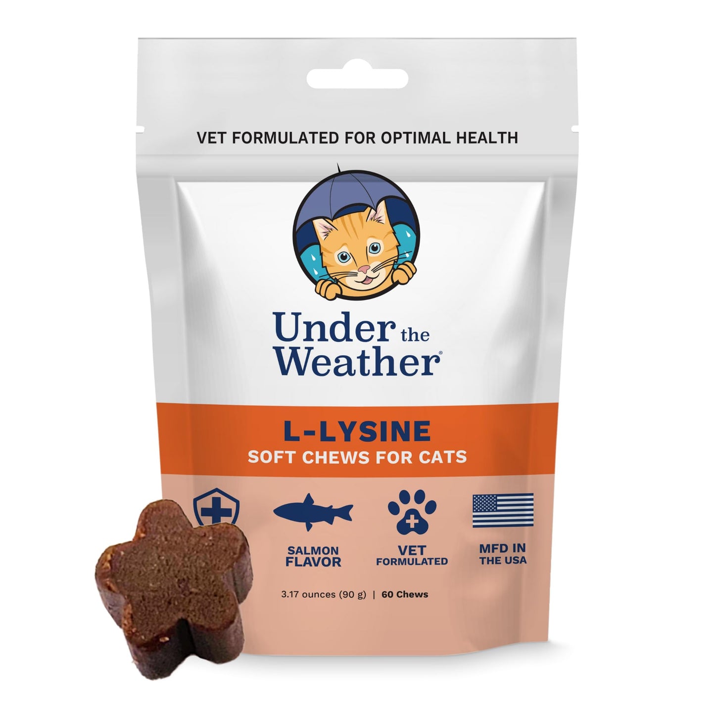 Under the Weather Pet Daily Cat L-Lysine | Immune Support & Respiratory Health | 60 Star Shaped Soft Chews