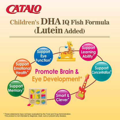 CATAL0 Children’s DHA IQ Formula with Lutein from Marigold Extract – Omega-3 for Kids, Strawberry Flavored Chewable Softgels (200 mg DHA / 42 mg EPA) – Made in USA