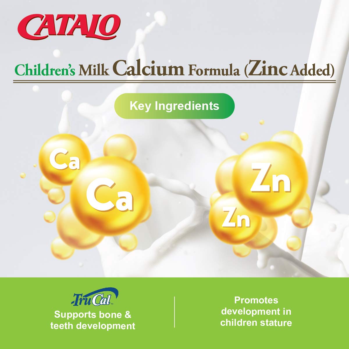 CATALO Toddler Children's Milk Calcium Formula with Zinc Added - Vanilla Flavor, 100 Chewable Tablets