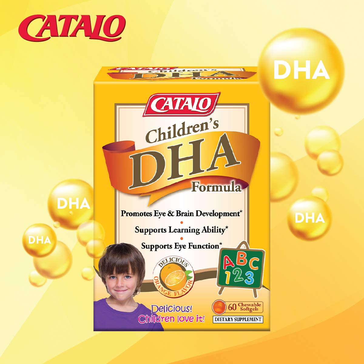 CATALO Children’s DHA Formula – 200mg DHA Chewable Softgels for Kids, Orange Flavor, 30 Softgels