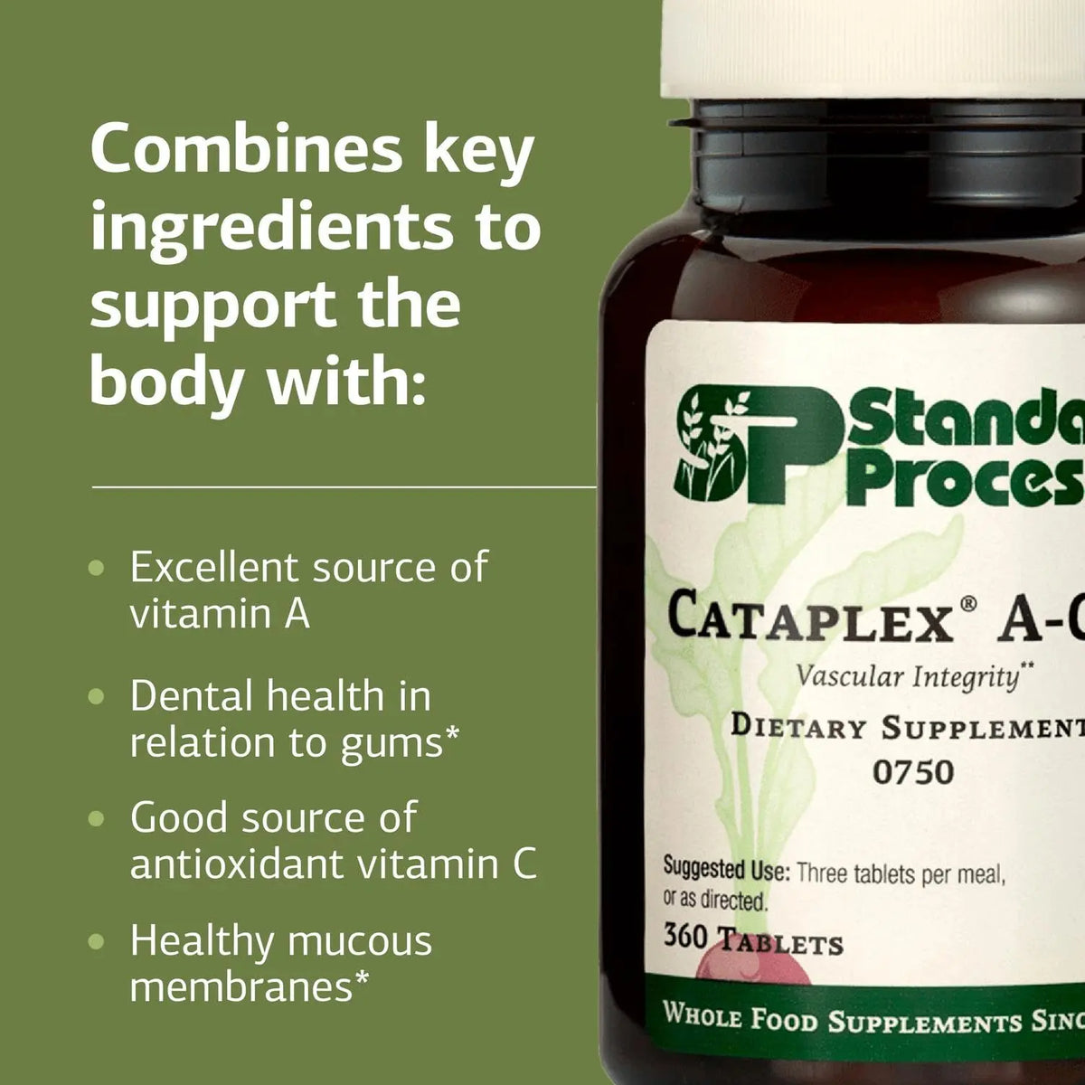 Standard Process Cataplex A-C-P: Healthy Cell & Tissue Support - 360 Tablets (120 Servings) - Non-Dairy & Non-Soy BritishVita | Premium UK Vitamins & Wellness Supplements