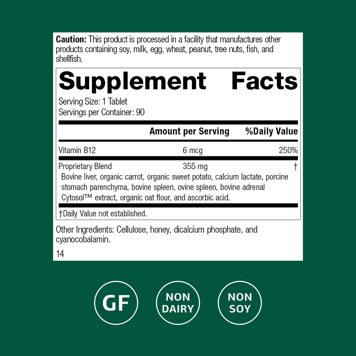 Cataplex B12 by Standard Process - Vitamin B12 for Blood Health & Nervous System (Gluten-Free, 90 Tablets)