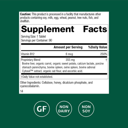 Cataplex B12 by Standard Process - Vitamin B12 for Blood Health & Nervous System (Gluten-Free, 90 Tablets)