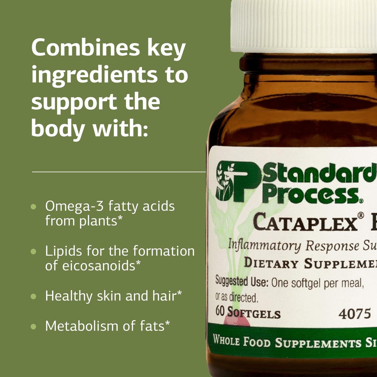 Standard Process Cataplex F – Whole Food Supplement for Metabolism, Skin & Hair Health | Flaxseed Oil, Vitamin B6 | 60 Softgels, Pack of 2