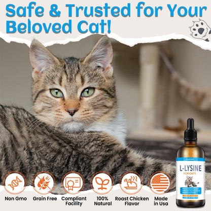2PCS Lysine for Cats – Immune Support, L-Lysine Supplement for Feline Respiratory Health