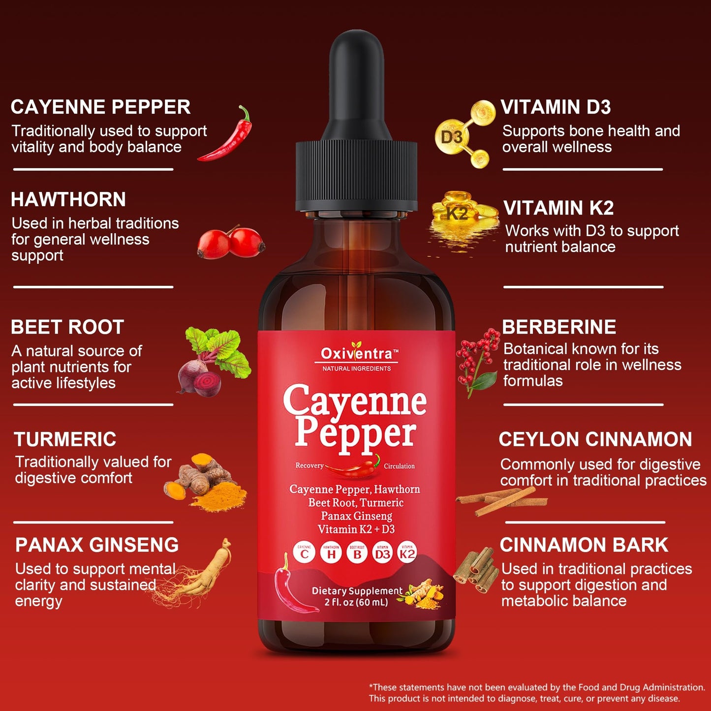 Cayenne Pepper Drops Liquid Supplement – Smooth & Sweet (4 fl oz)