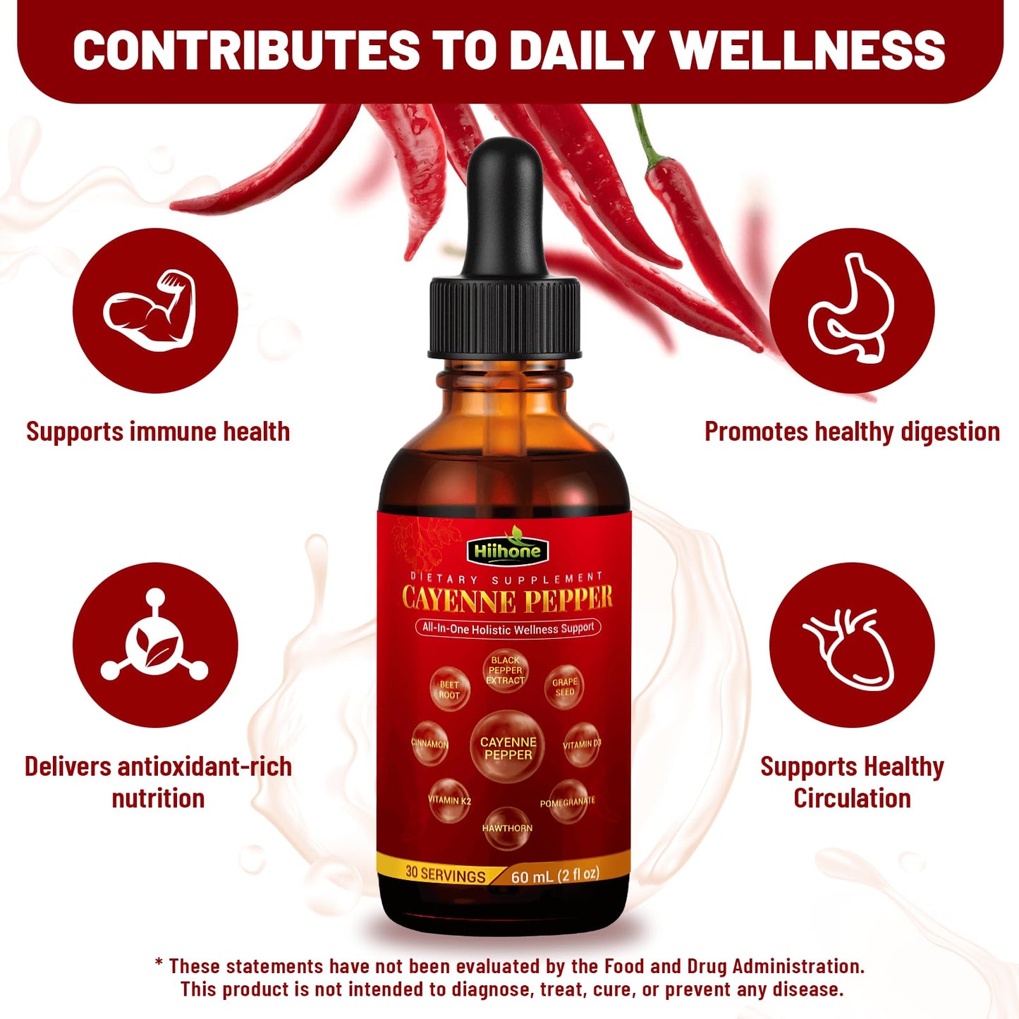 (2 Packs) 10-in-1 Cayenne Pepper Drops – Herbal Digestive & Immune Support – 4 Fl Oz