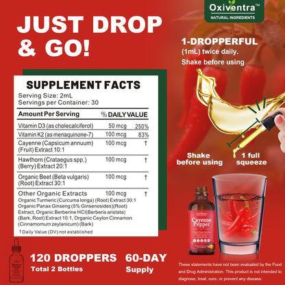 Cayenne Pepper Drops Liquid Supplement – Smooth & Sweet (4 fl oz)