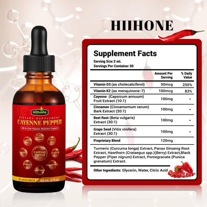 (2 Packs) 10-in-1 Cayenne Pepper Drops – Herbal Digestive & Immune Support – 4 Fl Oz