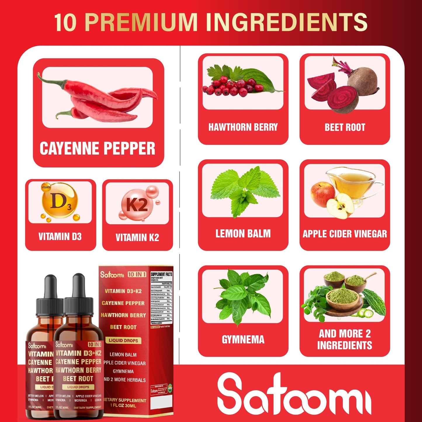 2 Packs of 30ml Cayenne Pepper Drops with D3 & K2 – Digestion Support (120 Day Supply)