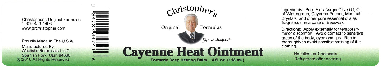 Christopher's Original Formulas Cayenne Heat Ointment – Warming Herbal Topical for Discomfort & Circulation (4 fl oz)
