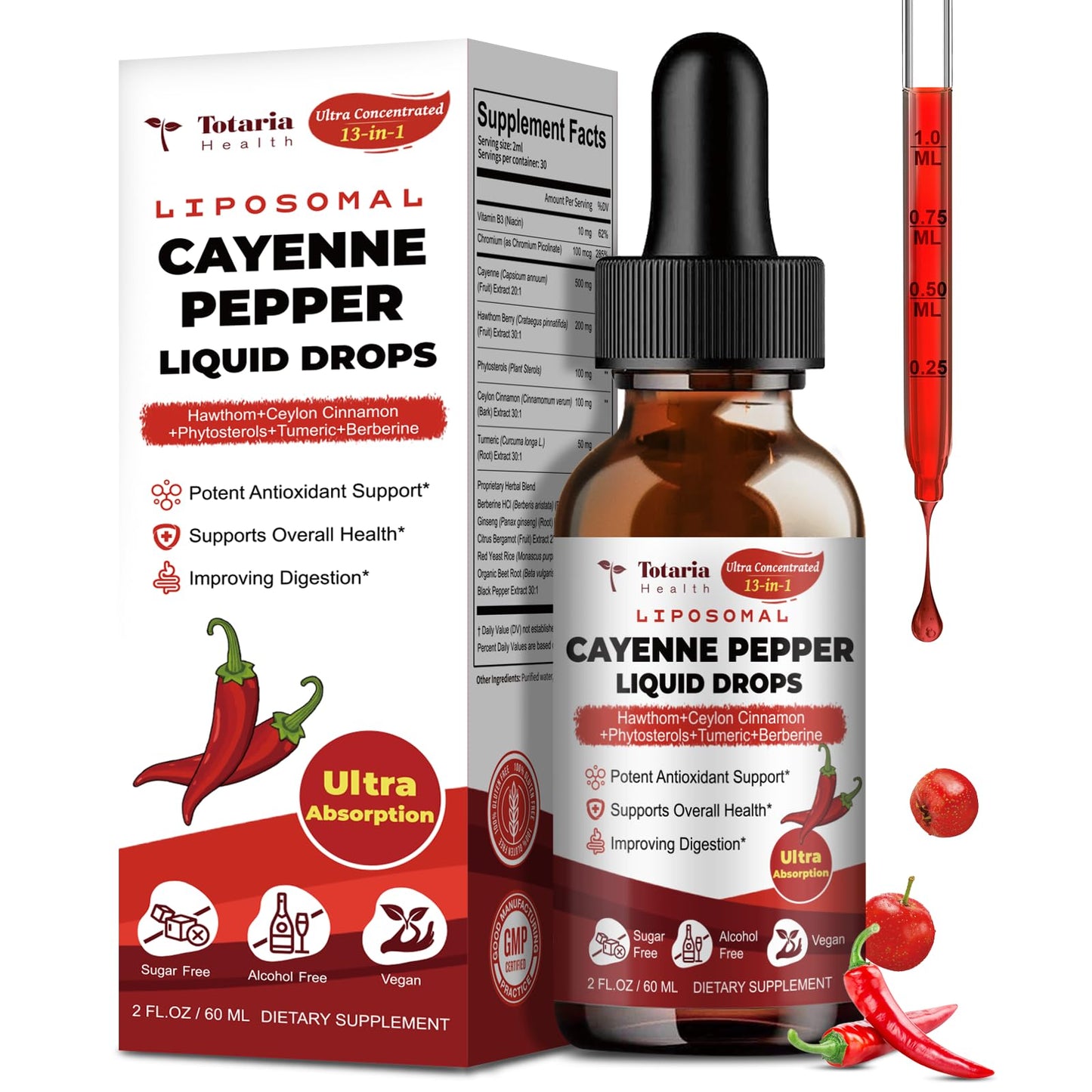 Cayenne Pepper Drops Liposomal Liquid Supplement – 13-in-1 Metabolic & Heart Health