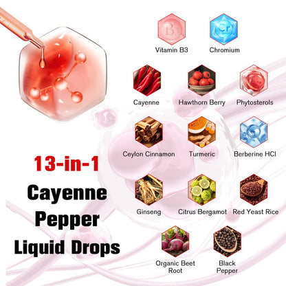 Cayenne Pepper Drops Liposomal Liquid Supplement – 13-in-1 Metabolic & Heart Health