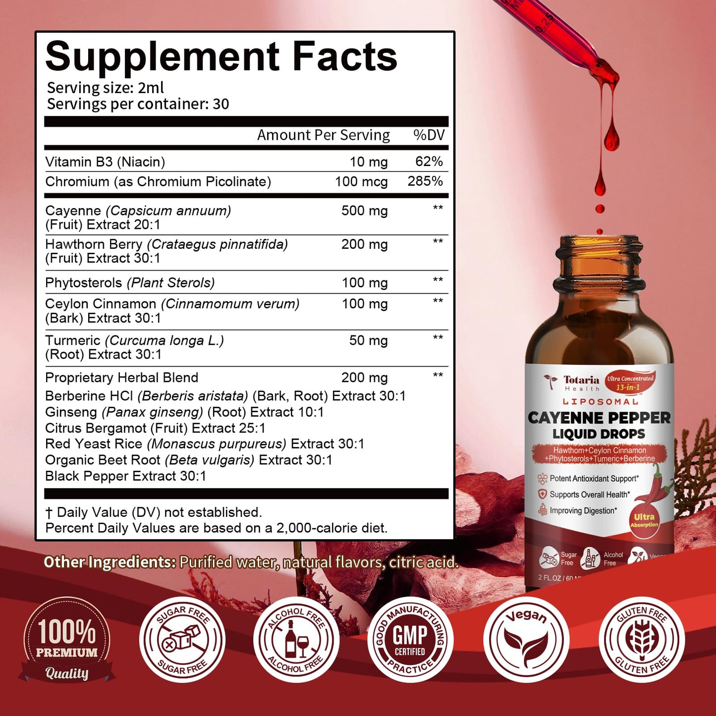 Cayenne Pepper Drops Liposomal Liquid Supplement – 13-in-1 Metabolic & Heart Health