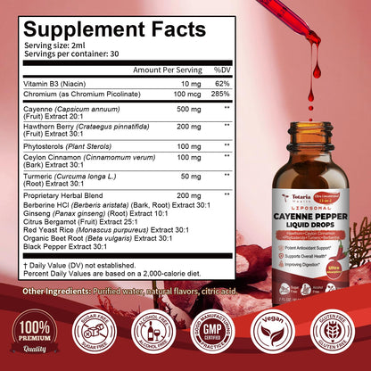 Cayenne Pepper Drops Liposomal Liquid Supplement – 13-in-1 Metabolic & Heart Health
