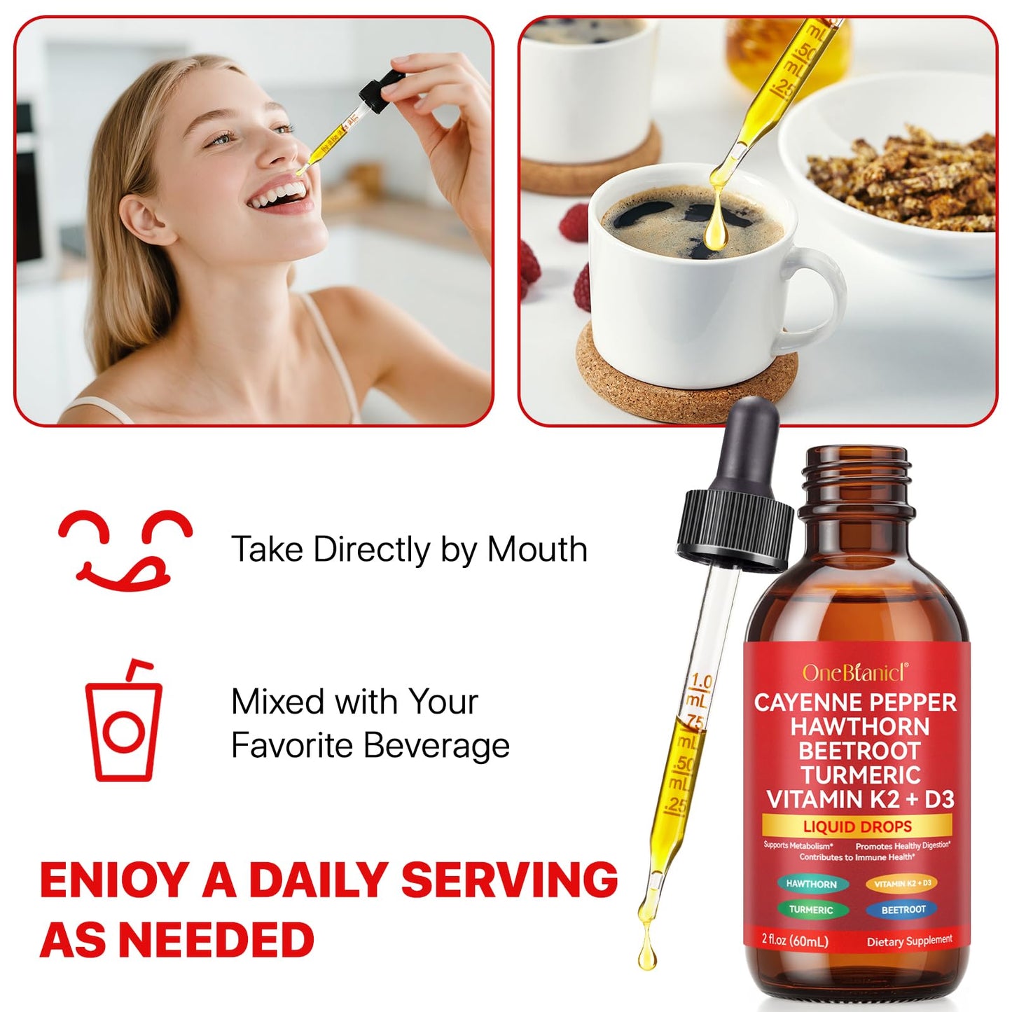 Cayenne Pepper Drops – Organic Cayenne, Hawthorn, Beet Root, Turmeric, K2 & D3 | Vegan