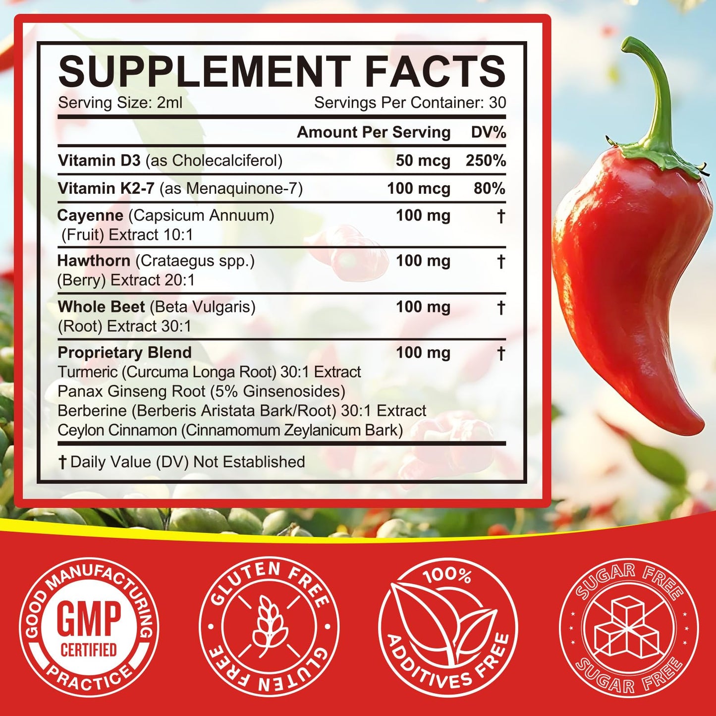 Cayenne Pepper Drops with Hawthorn, Beet Root & Turmeric – Herbal Blend (1 Pack)