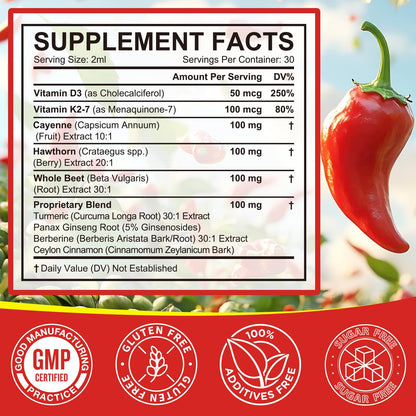 Cayenne Pepper Drops with Hawthorn, Beet Root & Turmeric – Herbal Blend (1 Pack)