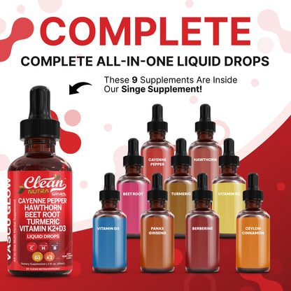 Clean Nutra Vascu Glow All-in-One: Cayenne Pepper Drops + Hawthorn Berry
