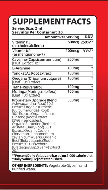 Cayenne Pepper Liquid Drops with Hawthorn, Beetroot, Turmeric, Vitamin K2 & D3 – Immune & Circulation Support (Gluten Free, 2 Fl Oz)