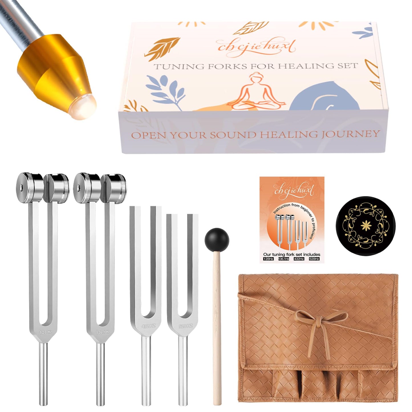 CBCJIEHUXL Tuning Forks for Healing Set — 528Hz, 432Hz, 136.1Hz, 128Hz | Chakra Balance & Sound Therapy