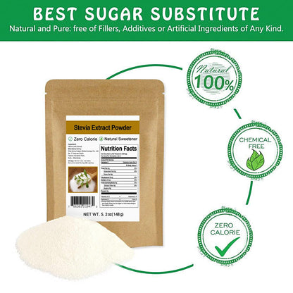 CCnature Pure Stevia Extract Powder 148g (5.2oz) - Zero Calorie, No Erythritol