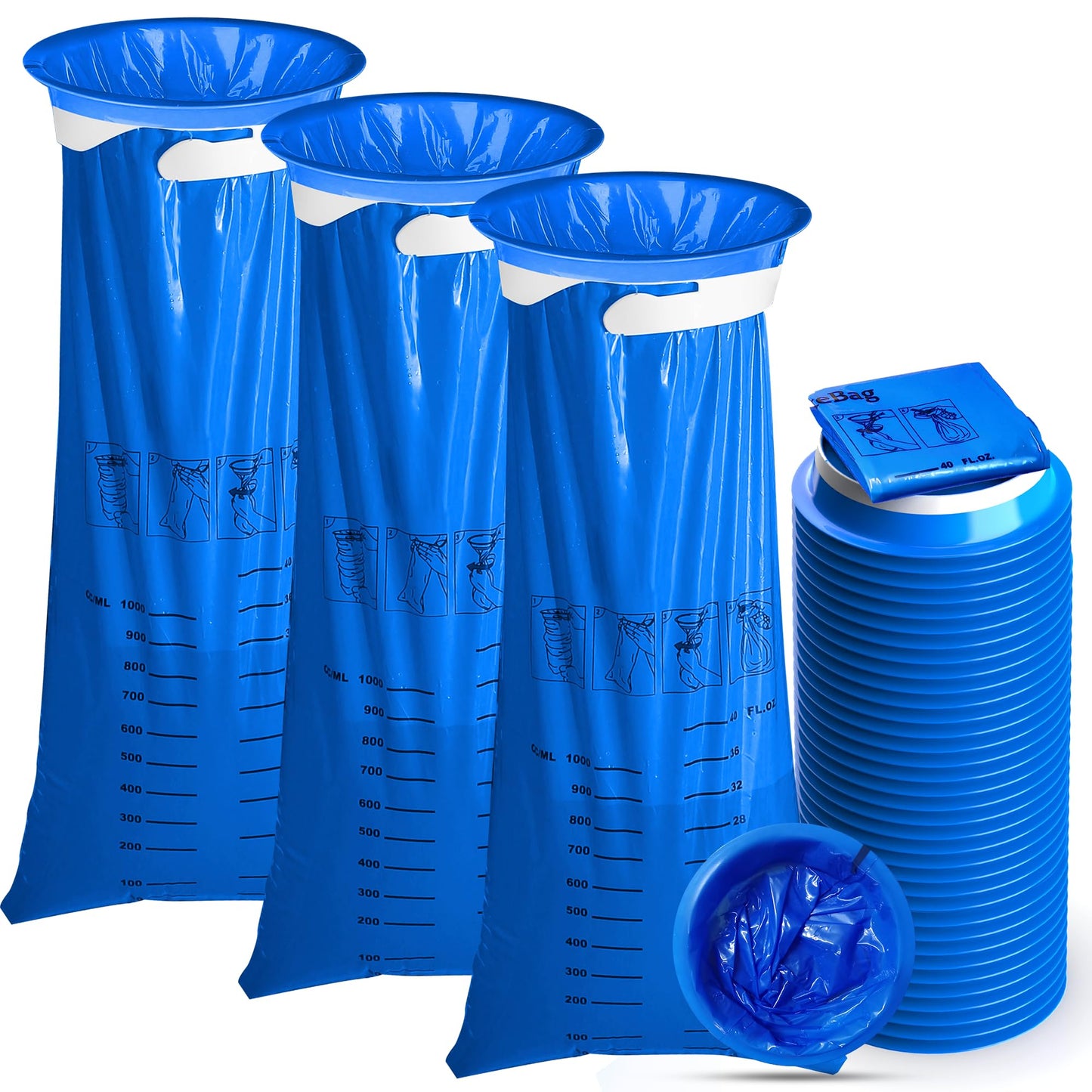 CDThinkingU Vomit Bags 1000ml – 40 Pack, Leak-Proof Emesis Bags for Travel & Nausea