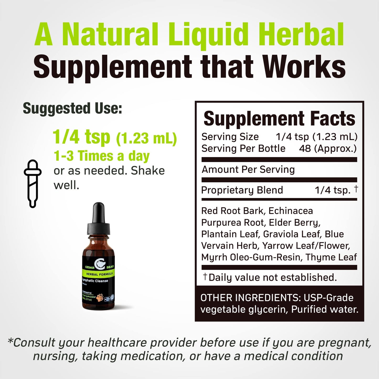 Cedar Bear Lymphatic Cleanse – Immune Support Drops (Alcohol-Free, 2 fl oz)