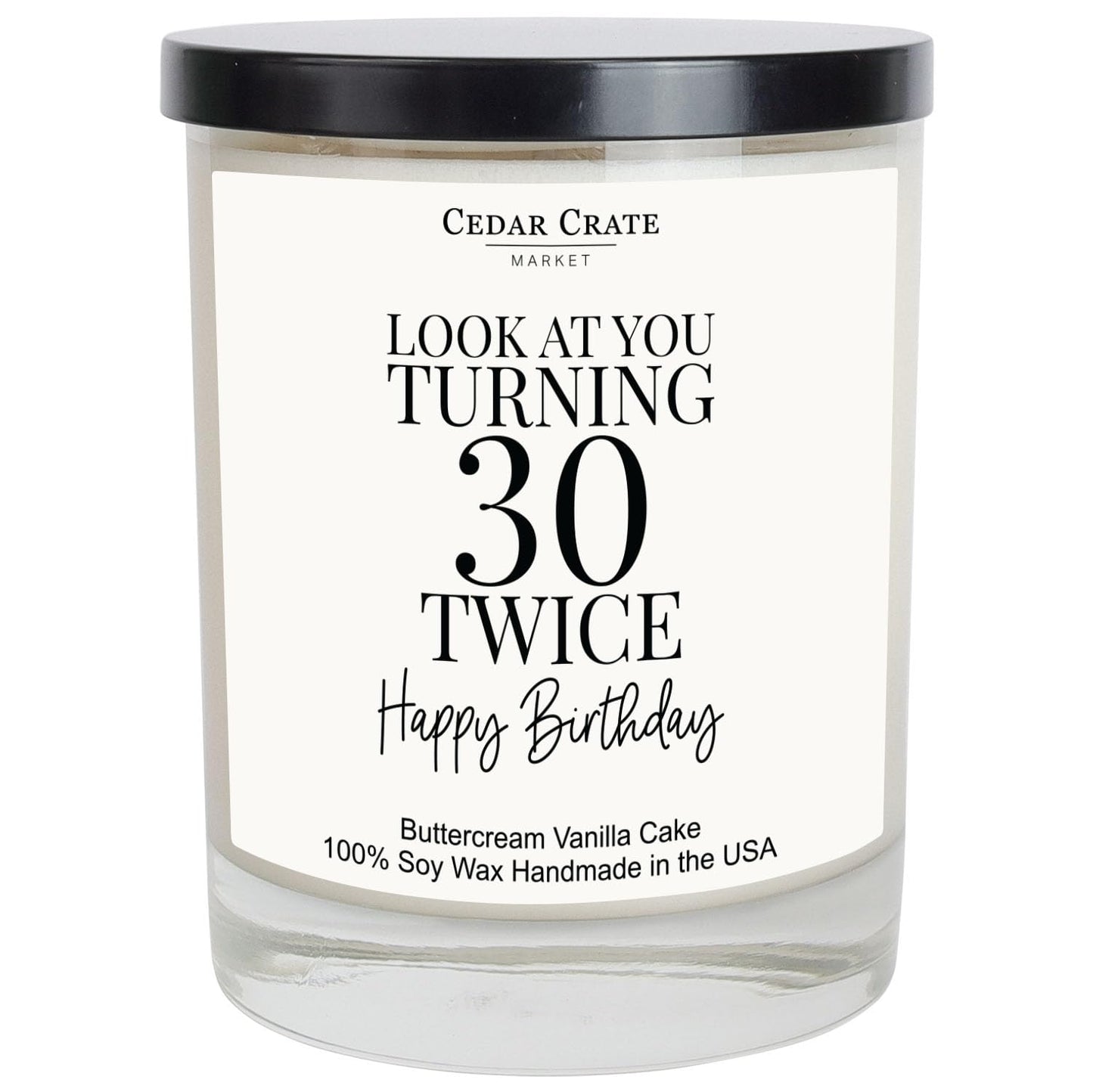 Cedar Crate Market 60th Birthday Gift Candle - Funny Buttercream Vanilla Soy Wax, Handmade USA