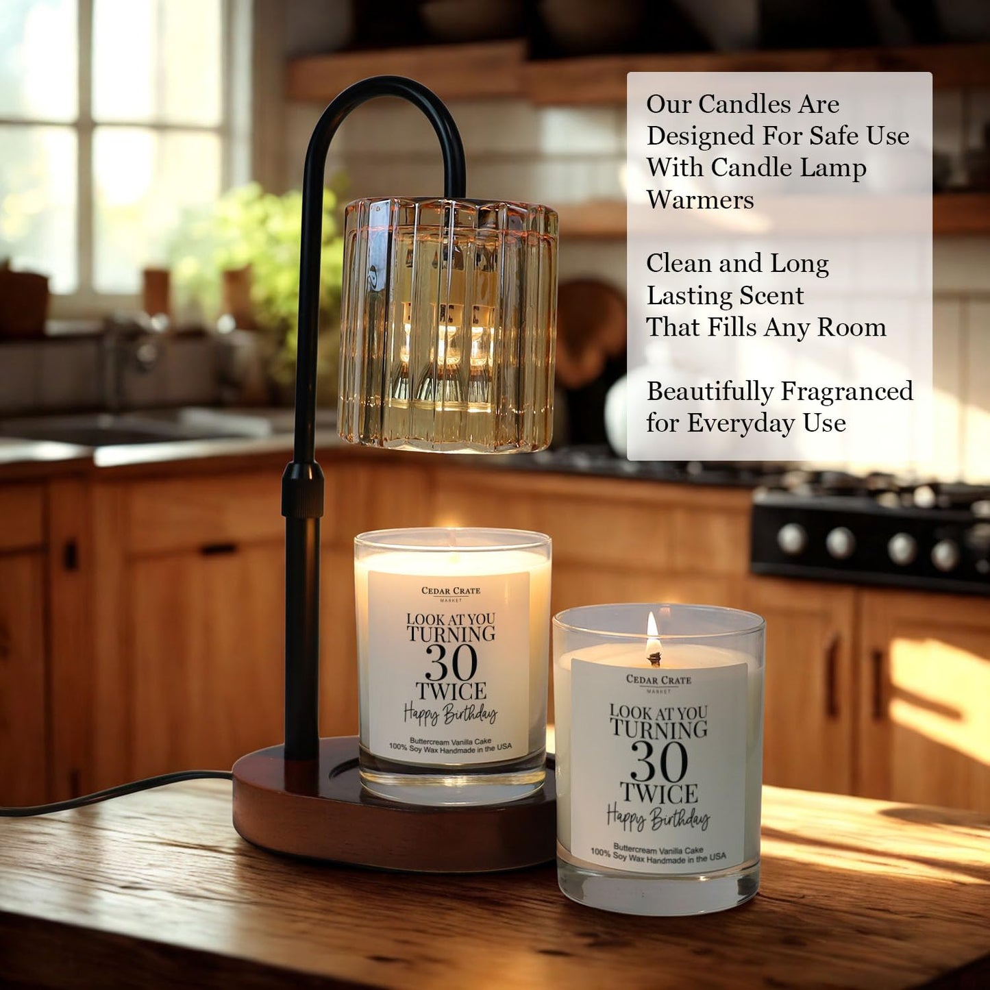 Cedar Crate Market 60th Birthday Gift Candle - Funny Buttercream Vanilla Soy Wax, Handmade USA