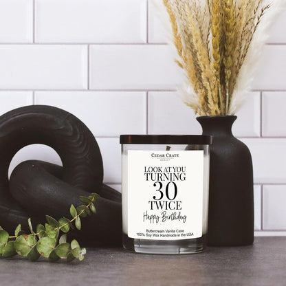 Cedar Crate Market 60th Birthday Gift Candle - Funny Buttercream Vanilla Soy Wax, Handmade USA