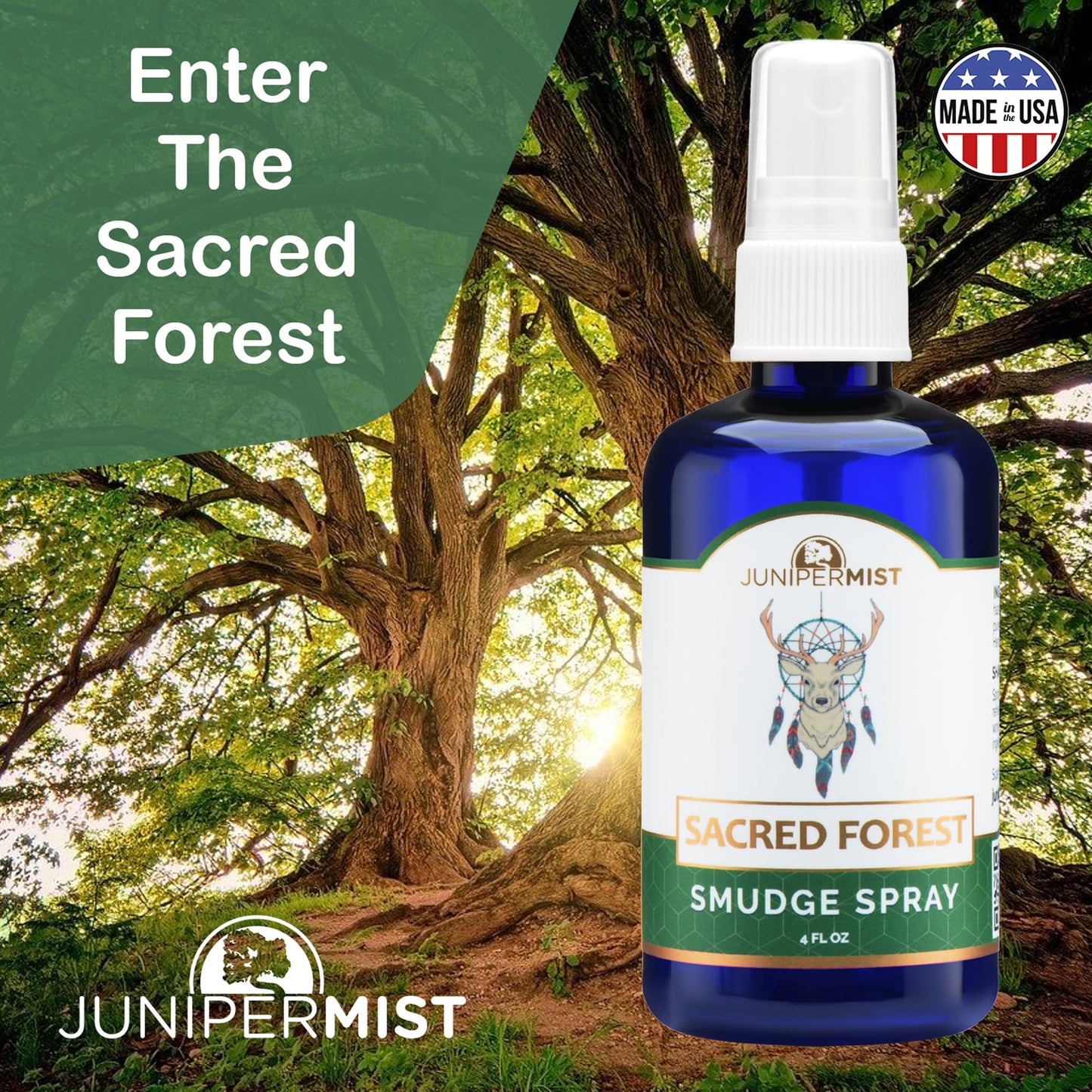 Cedar & Sage Sacred Forest Smudge Spray (4oz) – Smokeless Cleansing & Spiritual Protection – USA Made
