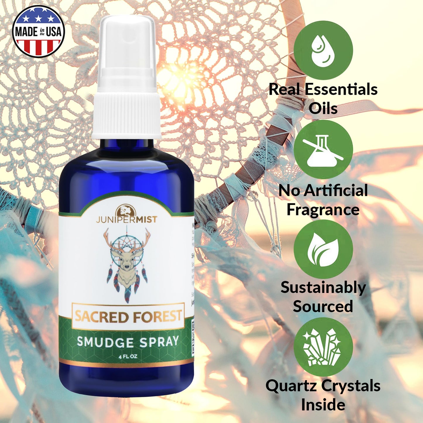 Cedar & Sage Sacred Forest Smudge Spray (4oz) – Smokeless Cleansing & Spiritual Protection – USA Made