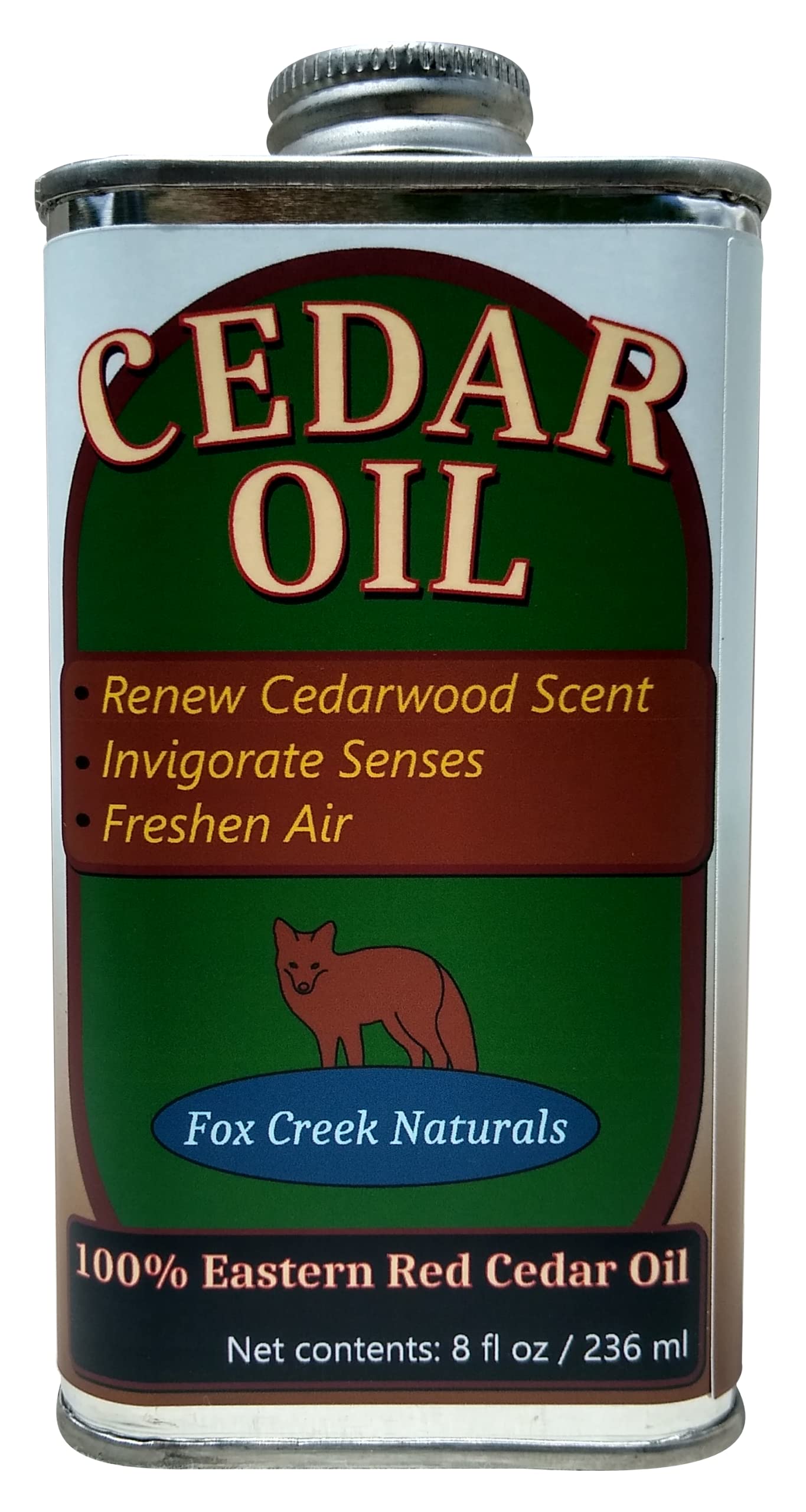 8oz Cedar Oil Can - Essential Eastern Red Cedar Wood Oil (Juniperus virginiana) - Fox Creek Cedar Oil