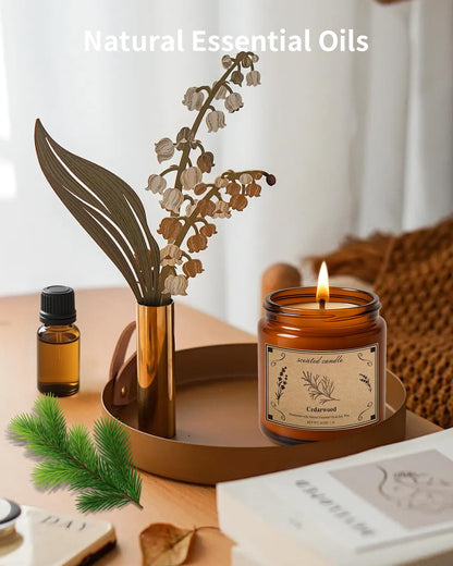 Cedarwood Soy Wax Candle 16oz – 100 Hour Burn Time, Aromatherapy & Cozy Home Fragrance