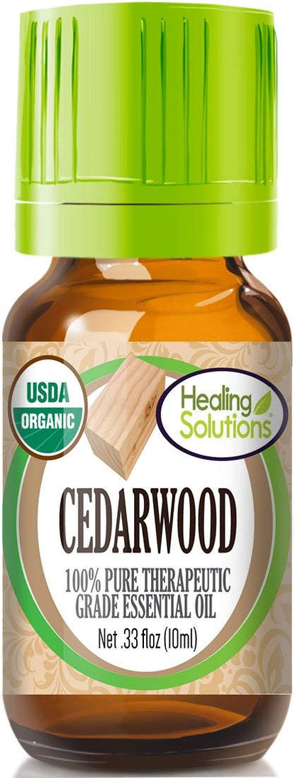 Healing Solutions Cedarwood Essential Oil 10ml (0.33 oz) – Organic, Pure, Undiluted, Therapeutic Grade