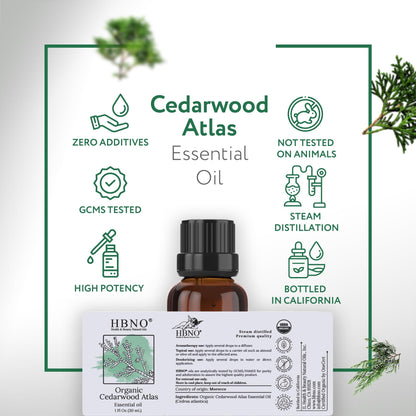 HBNO California Cedarwood Essential Oil - 1 fl oz (30 ml) | USDA Organic