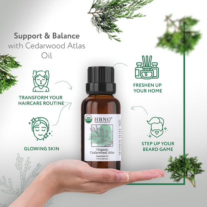 HBNO California Cedarwood Essential Oil - 1 fl oz (30 ml) | USDA Organic