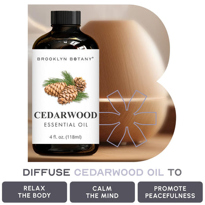 Brooklyn Botany Cedarwood Essential Oil - 4 fl oz - Pure & Natural - Premium Grade