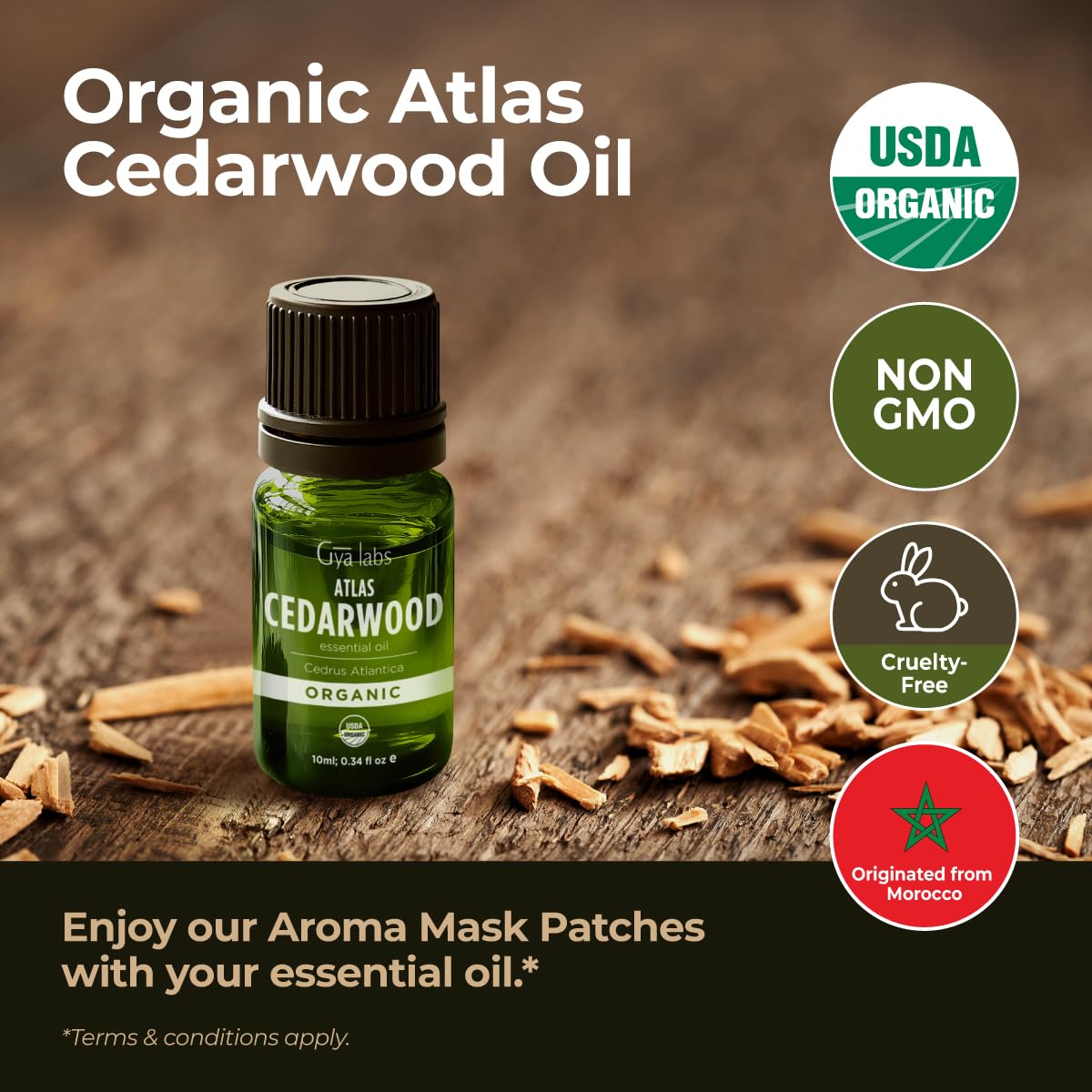 Gya Labs Organic Cedarwood Essential Oil 0.34 fl oz | Skin, Hair, Diffuser & DIY Candles