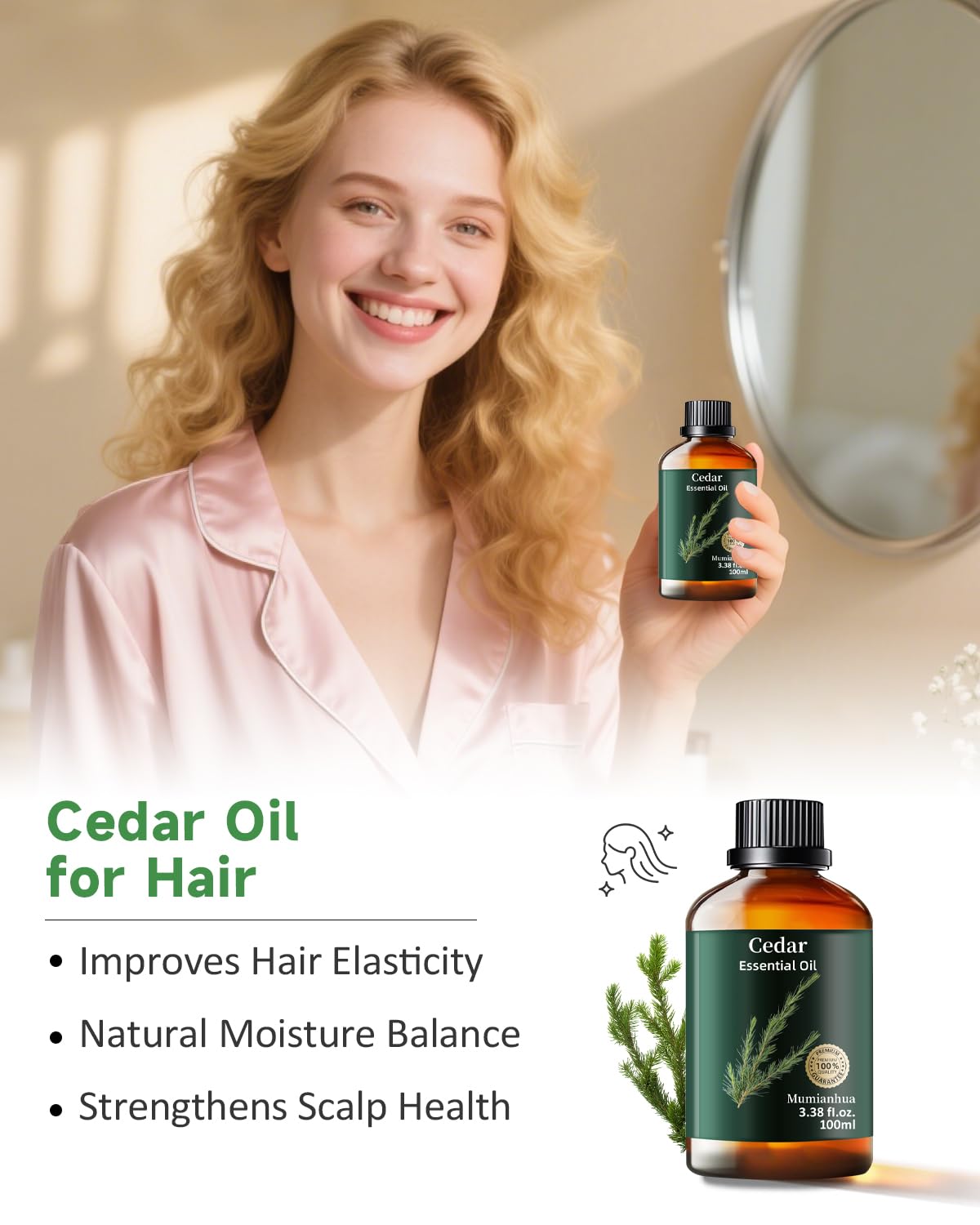 Cedarwood Essential Oil for Bedtime & Pillow Mist – Relaxation & Aromatherapy (3.38 Fl Oz)