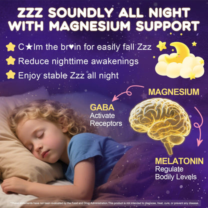 CEECISEE Magnesium Gummies for Kids 4+ | Organic Chewable Magnesium with B6, D3, Zinc + L-Theanine | Zzz Aid