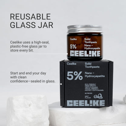 CEELIKE 5% Hydroxyapatite Toothpaste Tablets – Natural Cleaning & Enamel Strength (62 Count)