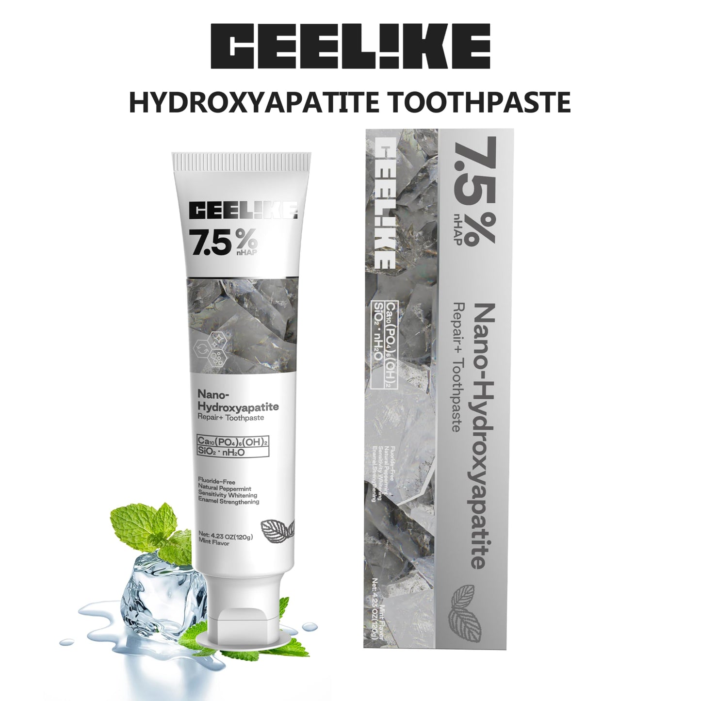 CEELIKE 7.5% Hydroxyapatite Toothpaste – Fluoride-Free, 120g (2) – Enamel Strengthening & Fresh Breath